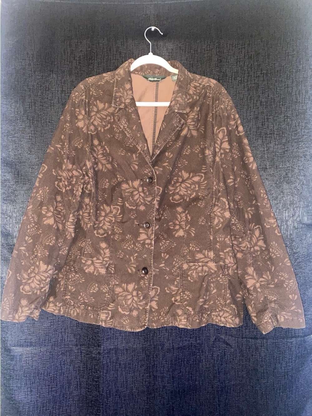 Eddie Bauer - Corduroy Brown Floral Button-Front Jacket
